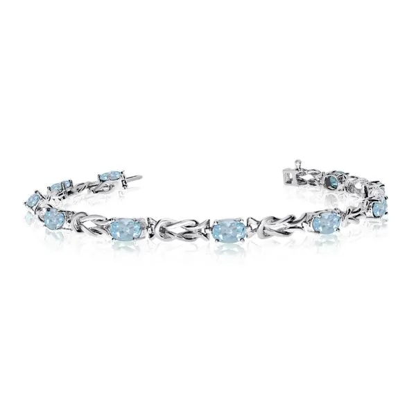 14K White Gold Oval Aquamarine Bracelet Ambassador Diamond Jewelers Tucson, AZ