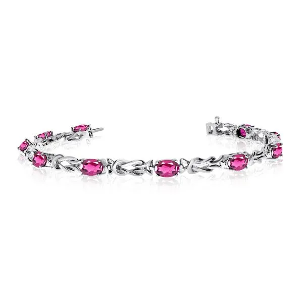 14K White Gold Oval Pink Topaz Bracelet Clater Jewelers Louisville, KY