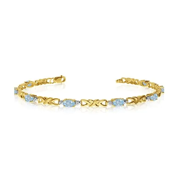 14K Yellow Gold Oval Aquamarine and Diamond Bracelet Clater Jewelers Louisville, KY