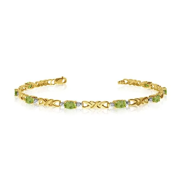 14K Yellow Gold Oval Peridot and Diamond Bracelet Ambassador Diamond Jewelers Tucson, AZ