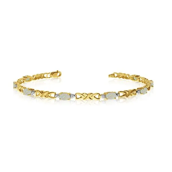 14K Yellow Gold Oval Opal and Diamond Bracelet Ambassador Diamond Jewelers Tucson, AZ