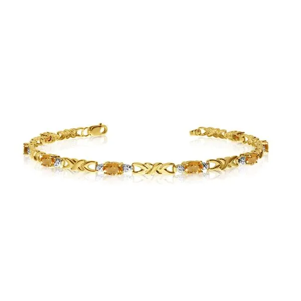 14K Yellow Gold Oval Citrine and Diamond Bracelet Ambassador Diamond Jewelers Tucson, AZ
