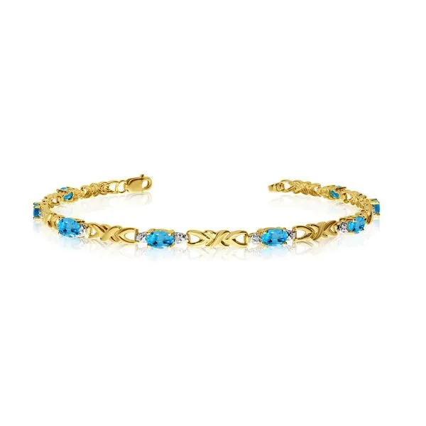 14K Yellow Gold Oval Blue Topaz and Diamond Bracelet Ambassador Diamond Jewelers Tucson, AZ