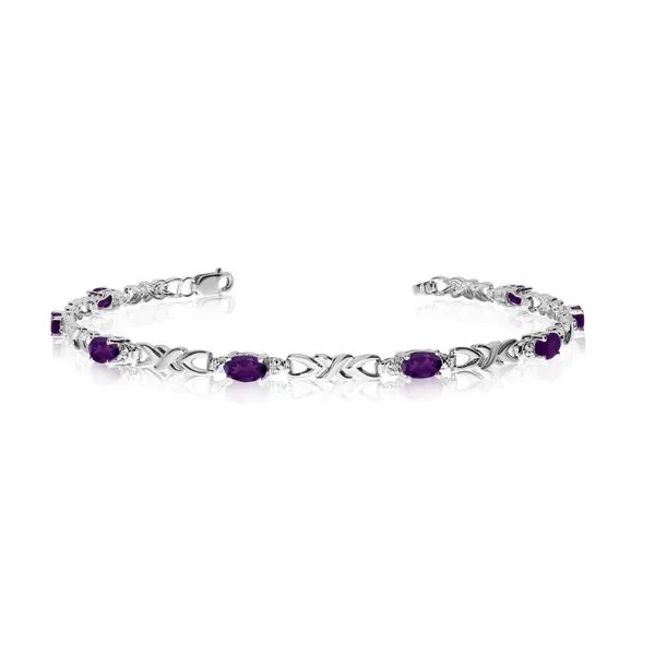 14K White Gold Oval Amethyst and Diamond Bracelet Ambassador Diamond Jewelers Tucson, AZ
