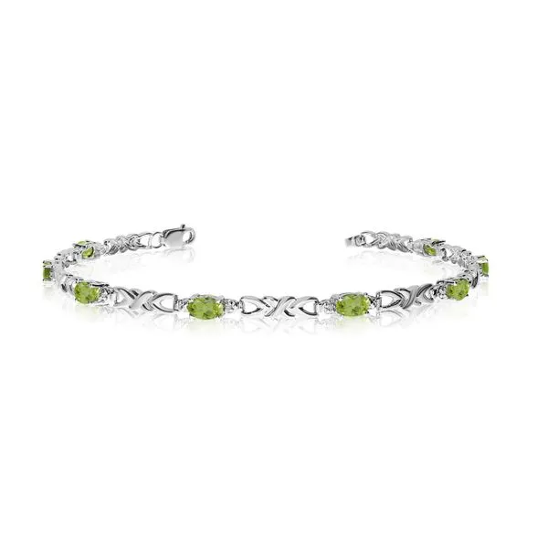 14K White Gold Oval Peridot and Diamond Bracelet Ambassador Diamond Jewelers Tucson, AZ
