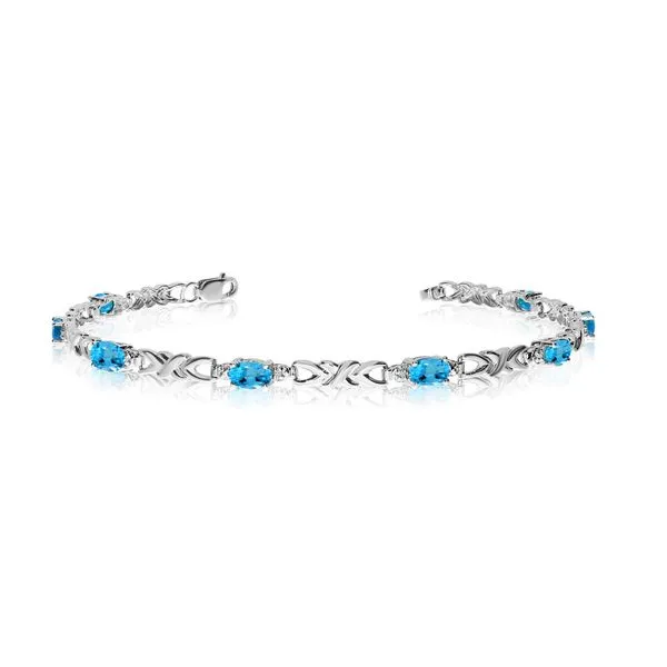 14K White Gold Oval Blue Topaz and Diamond Bracelet Ambassador Diamond Jewelers Tucson, AZ
