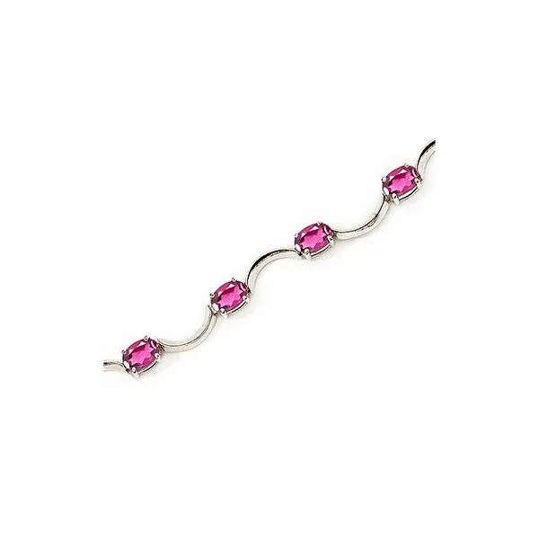 14K White Gold Oval Pink Topaz Bracelet Castle Couture Fine Jewelry Manalapan, NJ