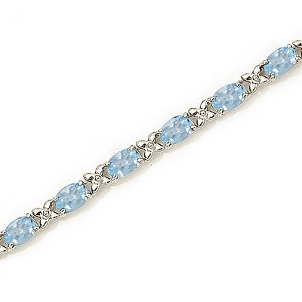 14K White Gold Oval Aquamarine Bracelet Castle Couture Fine Jewelry Manalapan, NJ