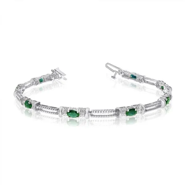 10K White Gold Oval Aquamarine and Diamond Bracelet Ambassador Diamond Jewelers Tucson, AZ