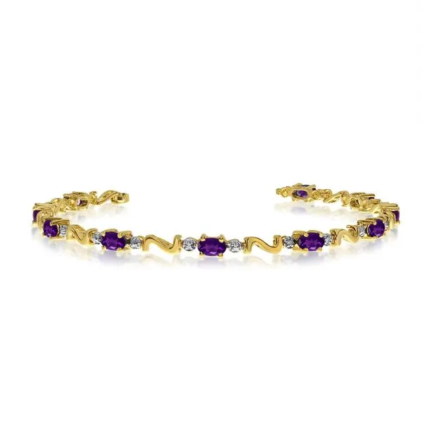 14K Yellow Gold Oval Amethyst and Diamond Bracelet Ambassador Diamond Jewelers Tucson, AZ