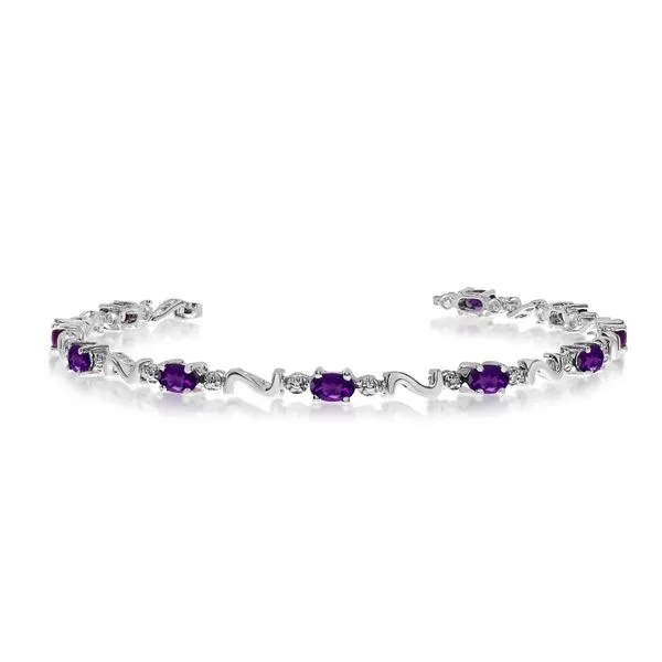14K White Gold Oval Amethyst and Diamond Bracelet Ambassador Diamond Jewelers Tucson, AZ