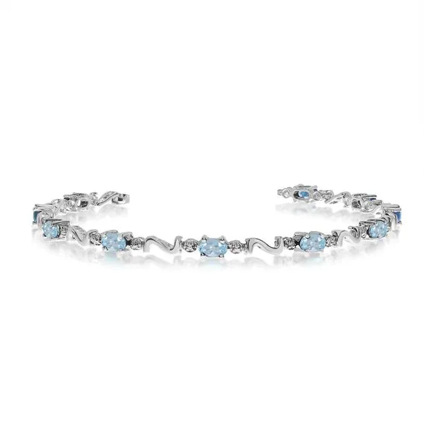 14K White Gold Oval Aquamarine and Diamond Bracelet Ambassador Diamond Jewelers Tucson, AZ