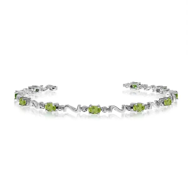 14K White Gold Oval Peridot and Diamond Bracelet Ambassador Diamond Jewelers Tucson, AZ