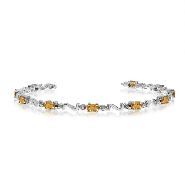 14K White Gold Oval Citrine and Diamond Bracelet Ambassador Diamond Jewelers Tucson, AZ