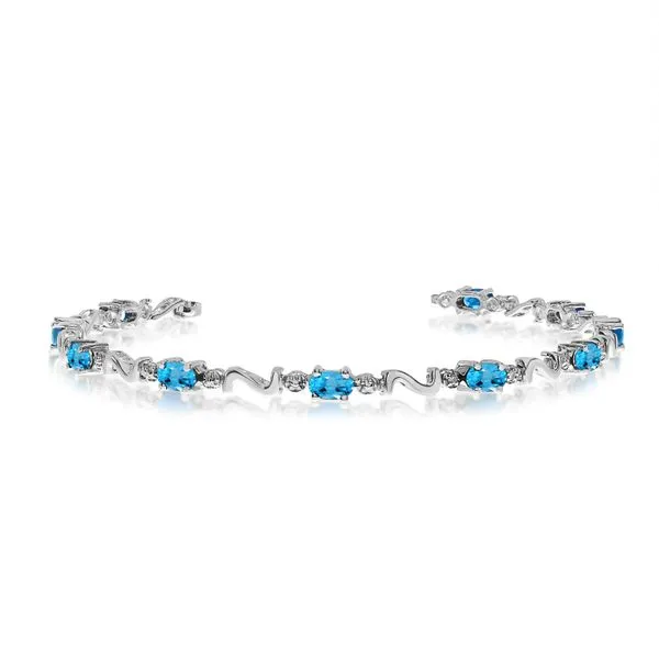14K White Gold Oval Blue Topaz and Diamond Bracelet Ambassador Diamond Jewelers Tucson, AZ