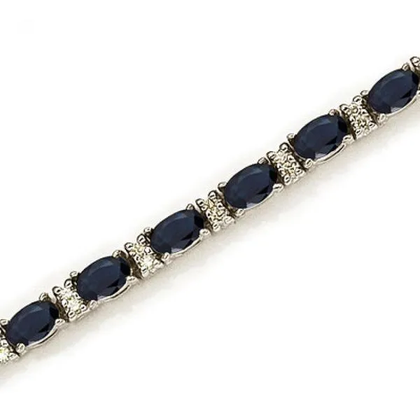 14K White Gold Oval Sapphire and Diamond Bracelet Ambassador Diamond Jewelers Tucson, AZ