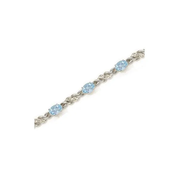 14K White Gold Oval Aquamarine and Diamond Bracelet J. Meredith Jewelers Delafield, WI