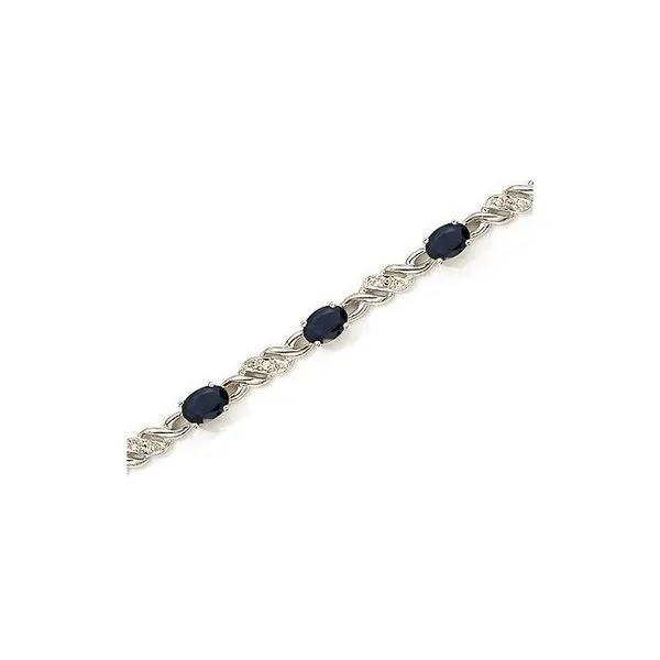 14K White Gold Oval Sapphire and Diamond Bracelet Ambassador Diamond Jewelers Tucson, AZ