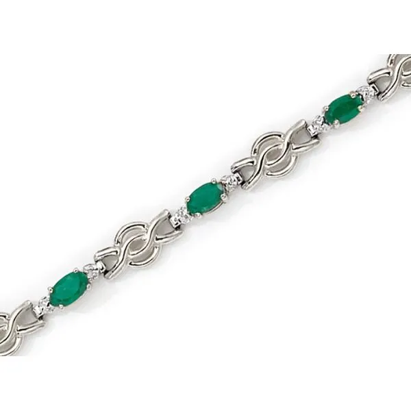 14K White Gold Oval Aquamarine and Diamond Bracelet Ambassador Diamond Jewelers Tucson, AZ