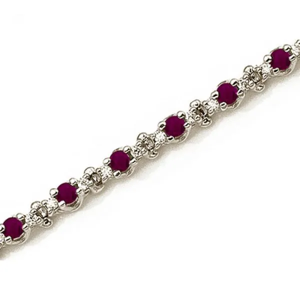 14K White Gold Round Ruby and Diamond Bracelet Ambassador Diamond Jewelers Tucson, AZ