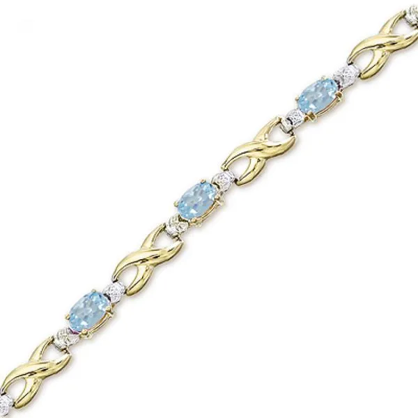 14K Yellow Gold Oval Aquamarine and Diamond Bracelet Ambassador Diamond Jewelers Tucson, AZ