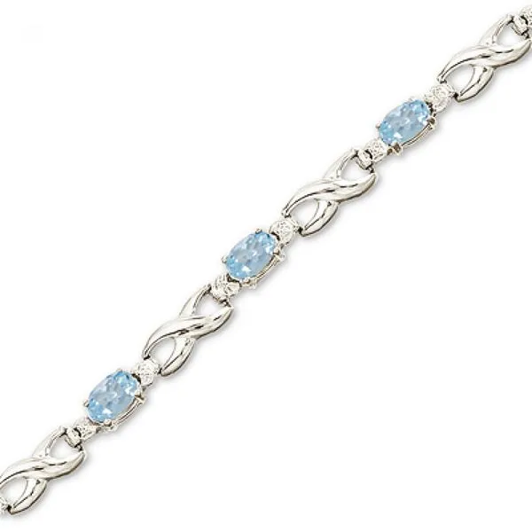 14K White Gold Oval Aquamarine and Diamond Bracelet Ambassador Diamond Jewelers Tucson, AZ