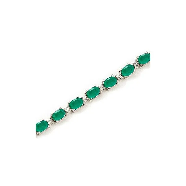 14K White Gold Oval Emerald and Diamond Bracelet Ambassador Diamond Jewelers Tucson, AZ
