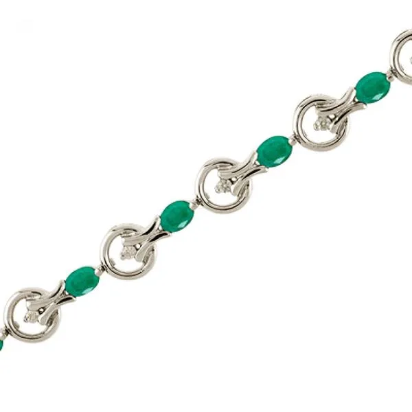 14K White Gold Oval Emerald and Diamond Bracelet Ambassador Diamond Jewelers Tucson, AZ