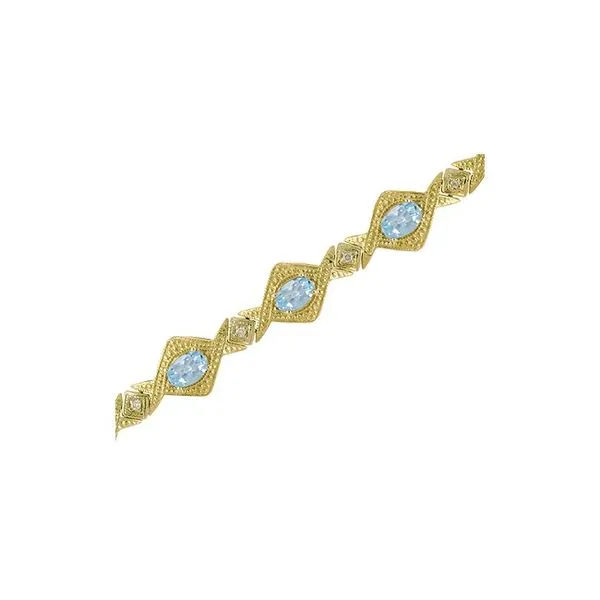 14K Yellow Gold Oval Aquamarine and Diamond Bracelet Ambassador Diamond Jewelers Tucson, AZ