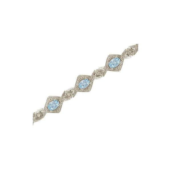 14K White Gold Oval Aquamarine and Diamond Bracelet Ambassador Diamond Jewelers Tucson, AZ