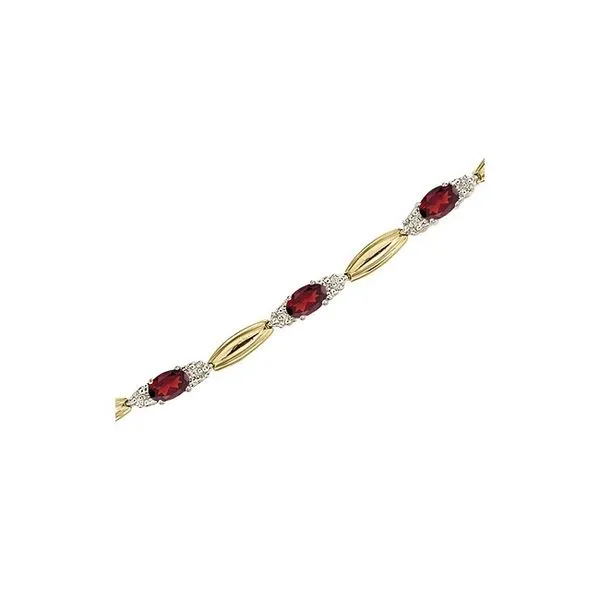 14K Yellow Gold Oval Garnet and Diamond Bracelet Ambassador Diamond Jewelers Tucson, AZ