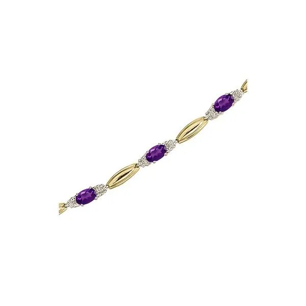14K Yellow Gold Oval Amethyst and Diamond Bracelet Ambassador Diamond Jewelers Tucson, AZ