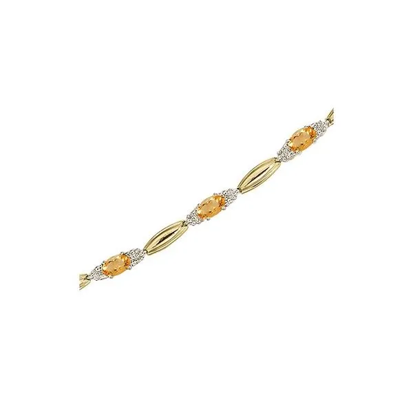 14K Yellow Gold Oval Citrine and Diamond Bracelet Ambassador Diamond Jewelers Tucson, AZ