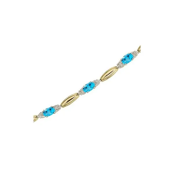 14K Yellow Gold Oval Blue Topaz and Diamond Bracelet Ambassador Diamond Jewelers Tucson, AZ