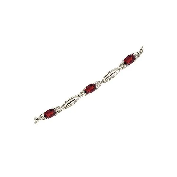 14K White Gold Oval Garnet and Diamond Bracelet Ambassador Diamond Jewelers Tucson, AZ