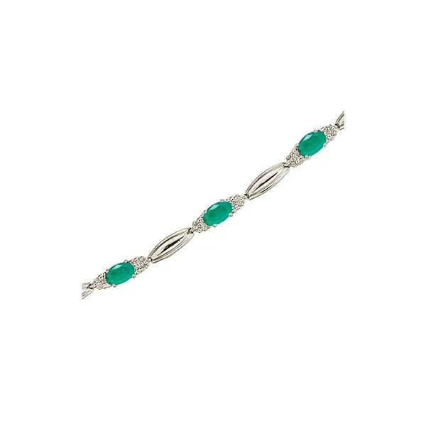 14K White Gold Oval Emerald and Diamond Bracelet Ambassador Diamond Jewelers Tucson, AZ