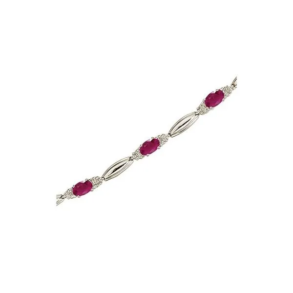 14K White Gold Oval Ruby and Diamond Bracelet Ambassador Diamond Jewelers Tucson, AZ