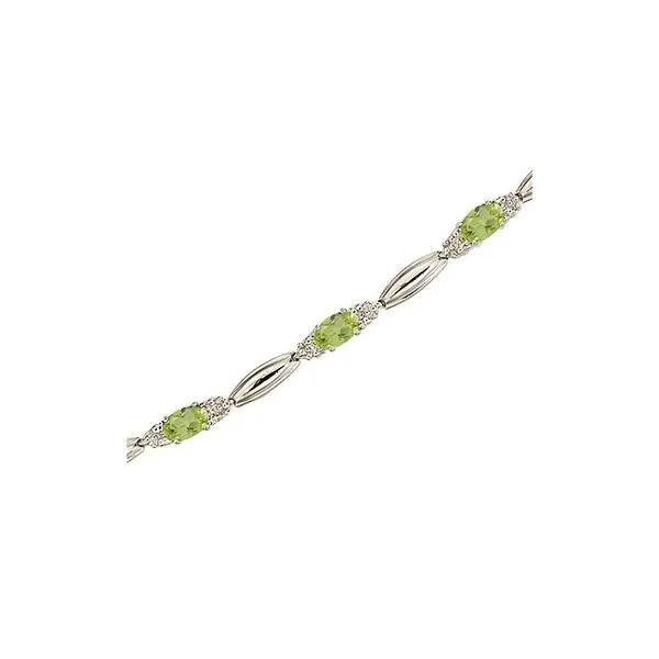 14K White Gold Oval Peridot and Diamond Bracelet Ambassador Diamond Jewelers Tucson, AZ