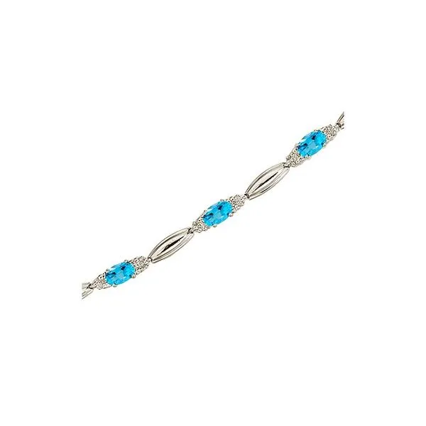 14K White Gold Oval Blue Topaz and Diamond Bracelet Ambassador Diamond Jewelers Tucson, AZ