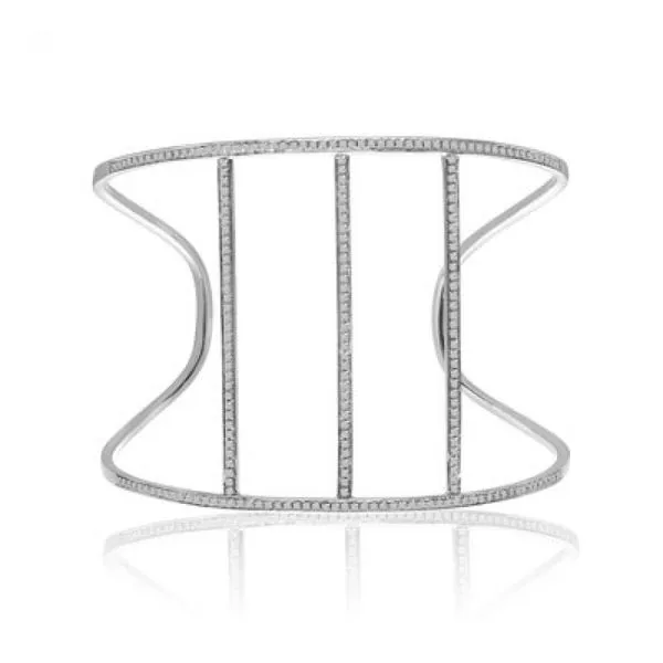 14K White Gold 3 Bar 1.10 Ct Diamond Cuff Bracelet Ambassador Diamond Jewelers Tucson, AZ
