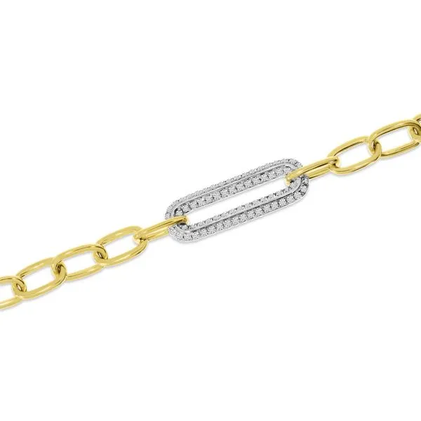 14K Yellow Gold Diamond Center Paperclip Link Bracelet Ambassador Diamond Jewelers Tucson, AZ
