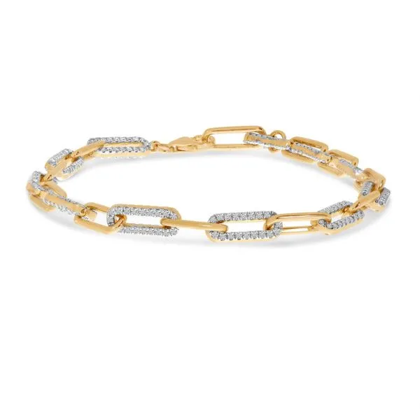 14K Rose Gold Diamond Paper Clip Link Bracelet Ambassador Diamond Jewelers Tucson, AZ