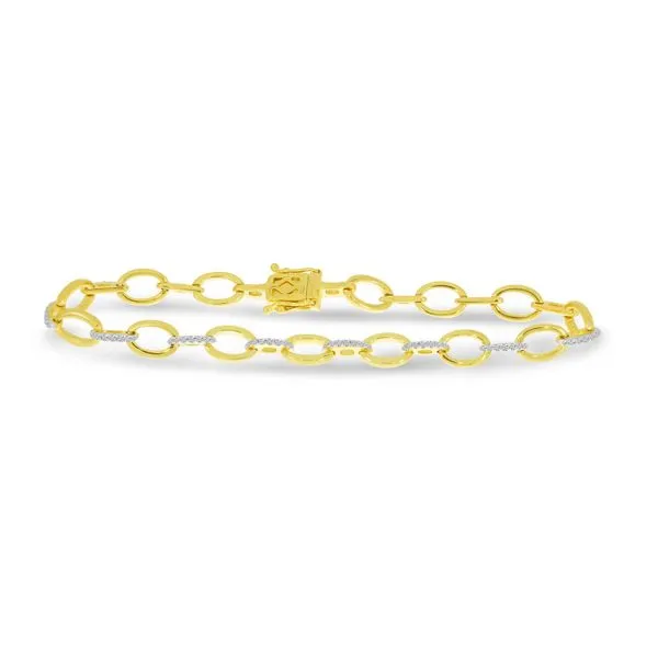 14K Yellow Gold Diamond Oval Link Bracelet Ambassador Diamond Jewelers Tucson, AZ