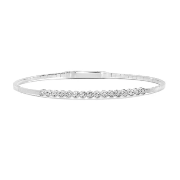 14K White Gold Diamond Bezel Half Flexible Bracelet J. Meredith Jewelers Delafield, WI