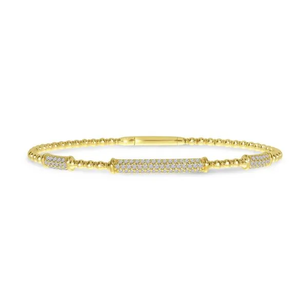 14K Yellow Gold Pave Diamond 3 Station Flexible Bracelet Ambassador Diamond Jewelers Tucson, AZ