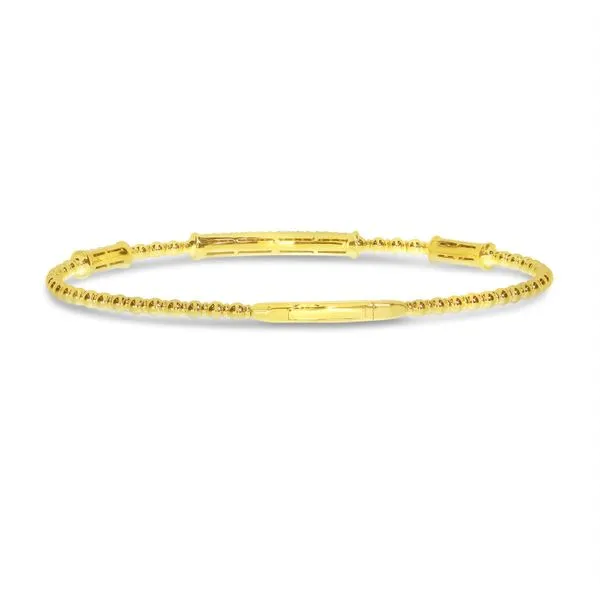 14K Yellow Gold Pave Diamond 3 Station Flexible Bracelet Image 3 Ambassador Diamond Jewelers Tucson, AZ