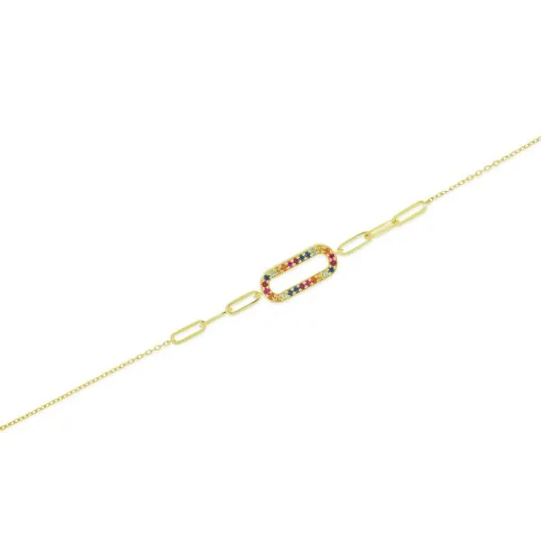 14K Yellow Gold Rainbow Sapphire Link Bracelet Ambassador Diamond Jewelers Tucson, AZ