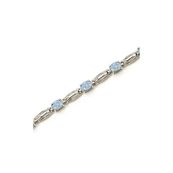 14K White Gold Oval Aquamarine Bracelet Davidson Jewelers East Moline, IL