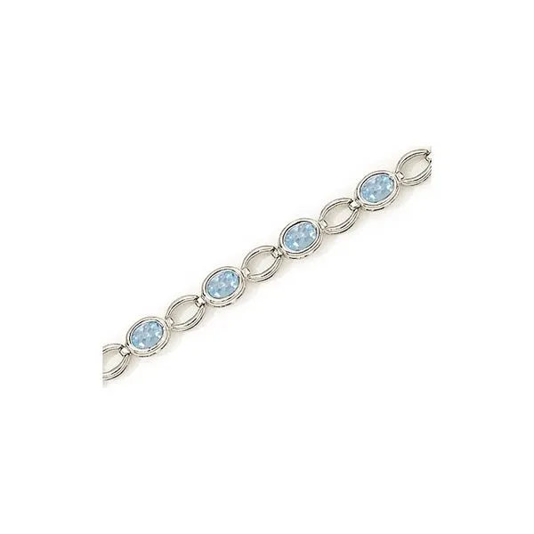 14K White Gold Oval Aquamarine Bracelet Davidson Jewelers East Moline, IL