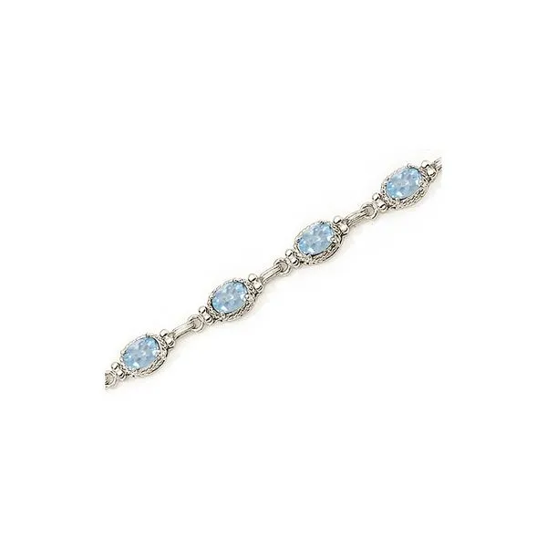14K White Gold Oval Aquamarine Bracelet Rick's Jewelers California, MD